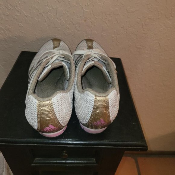 ADIDAS Cushion Running Shoes Women's Gold Pink Silver Athletic - Picture 3 of 5
